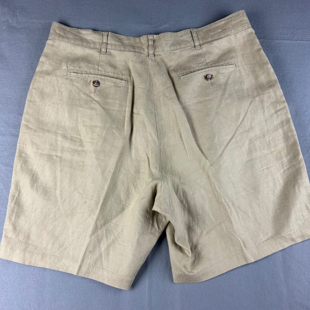 Jos. A. Bank Shorts Mens 36 Tan Pleated 100% Linen Sportswear Casual Classic - Picture 9 of 15